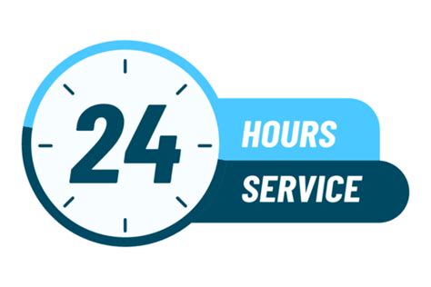 24 Hours Service Sign Design With Blue Round Arrow And Clock, 24 Hours Service, 24 Hours, Open ...