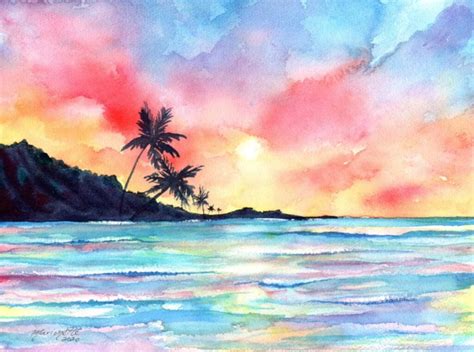 Easy Watercolor Sunset Painting Tutorials and Ideas - Clementine Creative