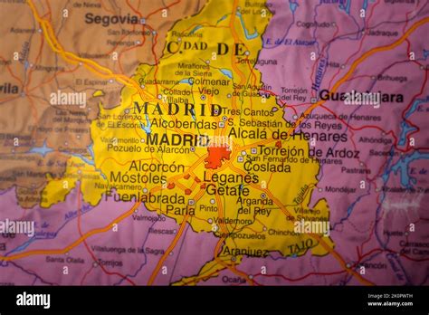 Madrid marked on a map of Spain Stock Photo - Alamy