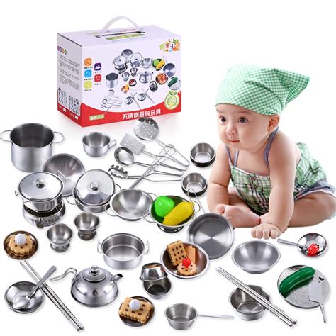 16pcs Stainless Steel Mini Kitchen Play Cooking Miniature Kitchen Kids ...