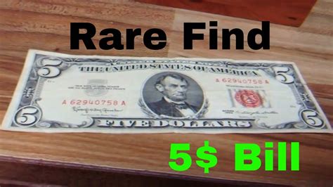 5$ red seal 5 dollar bill - YouTube