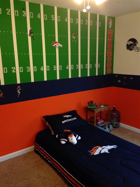 Denver Broncos room-minus the field on the wall | Denver broncos room, Football rooms, Man cave ...