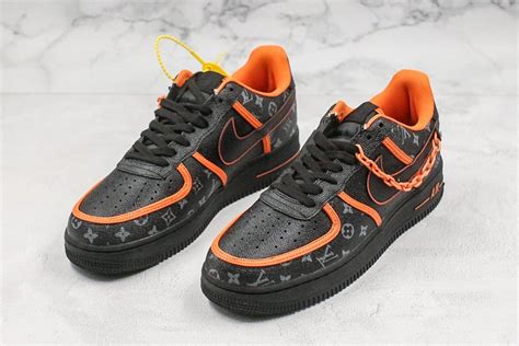 Custom Nike Air Force 1 ’07 SE “L-V” Black Orange New - FavSole.com