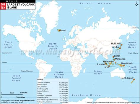 Top Ten Countries With Largest Volcanic Islands Map