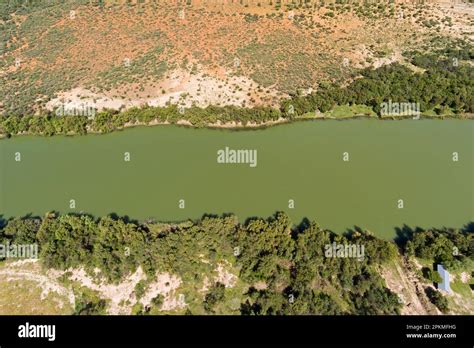 View of the Vaal River and riverine vegetation in the Northern Cape ...