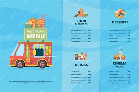 Premium Vector | Food truck menu. urban fast food restaurant street ...