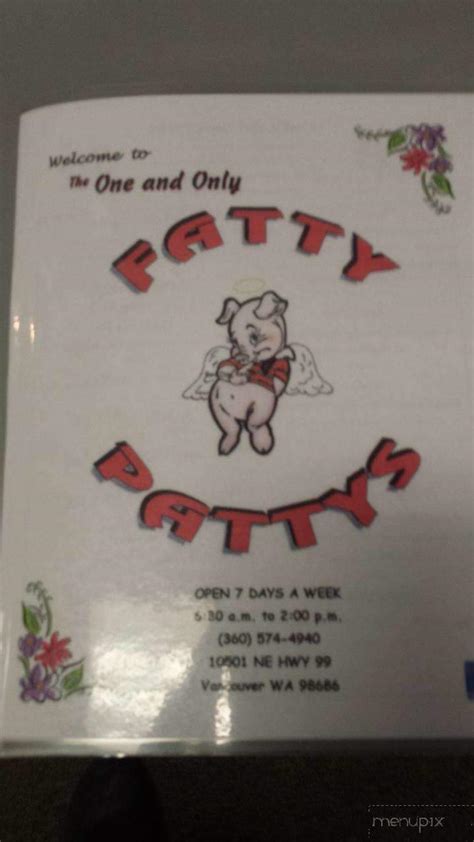 Menu of Fatty Patty's Restaurant in Vancouver, WA 98686