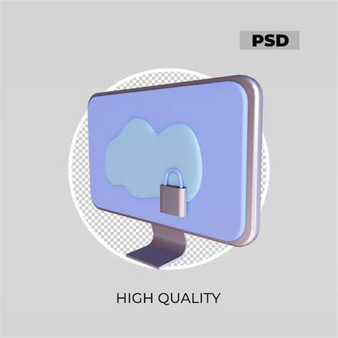 Premium PSD | 3d icon clouds storage security computer