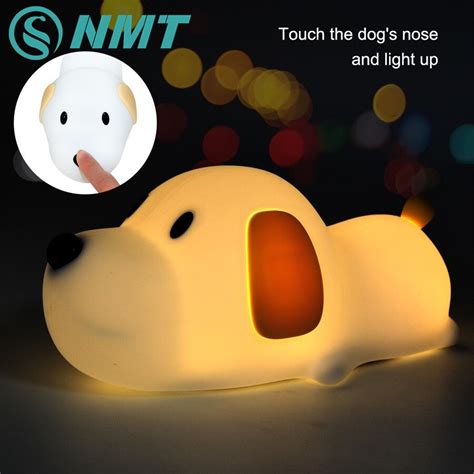 Puppy Dog Night Light Dimmable Silicone Cartoon Touch Sensor LED Lamp ...