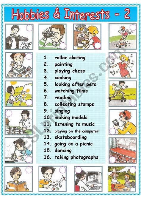 Hobbies & Interests - 2 / 2 - ESL worksheet by Manderlay