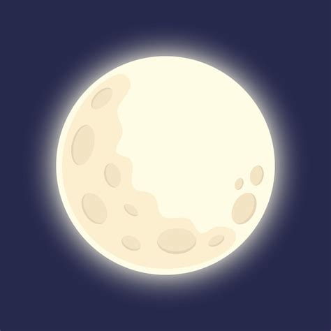 Premium Vector | The full moon shines in the blue sky Icon cartoon style