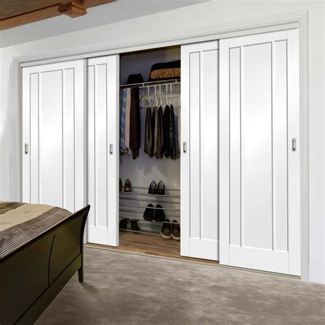 Thruslide Worcester 3P 4 Door Wardrobe and Frame Kit - White Primed - Lifestyle Image. #sl ...