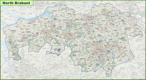 Map of North Brabant with cities and towns - Ontheworldmap.com