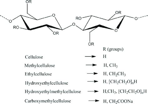 3 Cellulose and cellulose derivatives (R-new functional group in... | Download Scientific Diagram