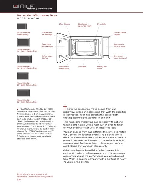 WOLF MWC24 PLANNING INFORMATION Pdf Download | ManualsLib