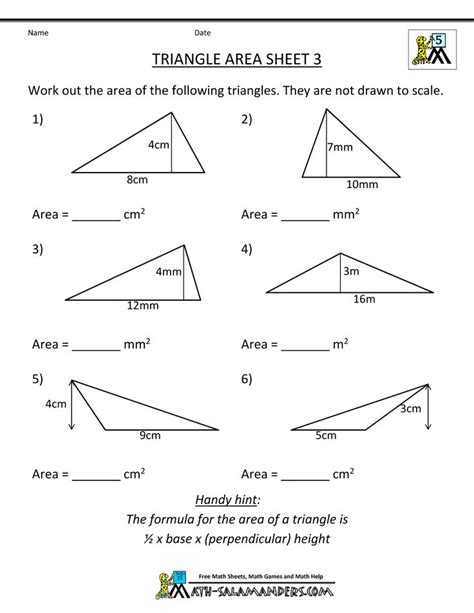 area-worksheets-triangle-area-3.gif (1000×1294) | Triangle worksheet, Worksheets, Area worksheets