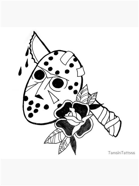 "Jason Hockey Mask Horror Original Tattoo Design print " Poster for ...