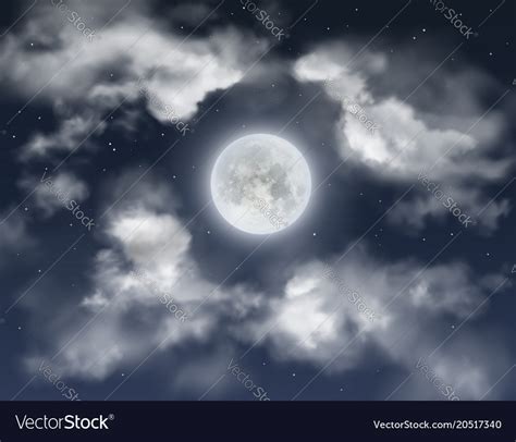 Night sky background with full moon and clouds Vector Image