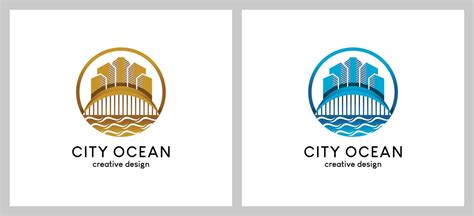 Beach city or island city building logo design 12744160 Vector Art at ...