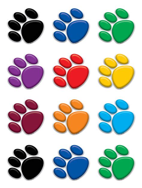 Colorful Paw Prints Mini Accents - TCR5116 | Teacher Created Resources