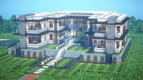 Minecraft: Modern Mansion Tutorial + Interior | Architecture Build #14 ...