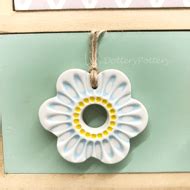 Small Ceramic flower decoration blue daisy - Folksy