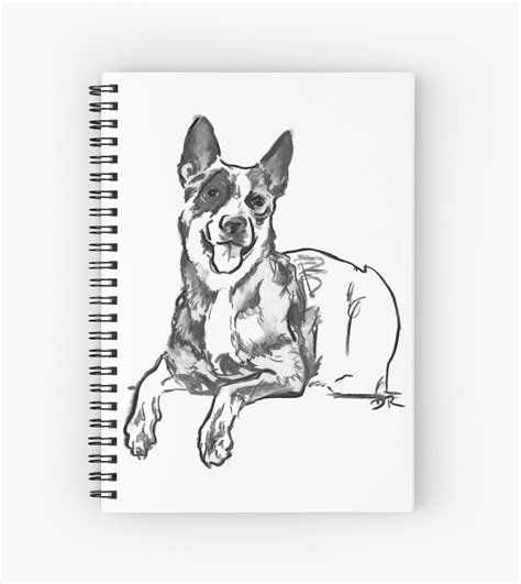 "Blue Heeler Drawing" Spiral Notebooks by Douglas Rickard | Redbubble