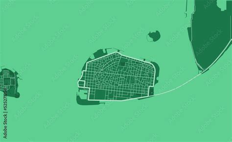 Green Male city area vector background map, roads and water illustration. Widescreen proportion ...