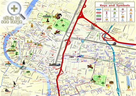 Bangkok maps - Top tourist attractions - Free, printable city street map - MapaPlan.com