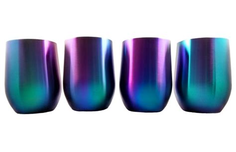 Rainbow Stemless Stainless Steel Insulated Wine Glasses (4 Piece Set)