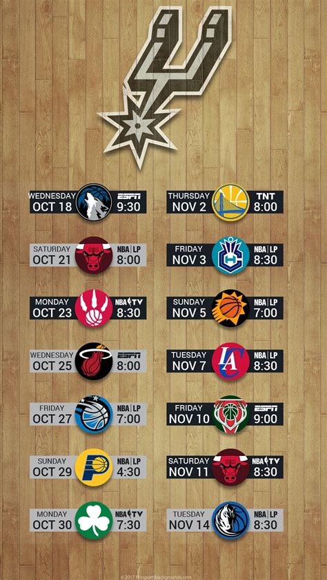 an image of a basketball game schedule on a wooden floor with different teams and numbers