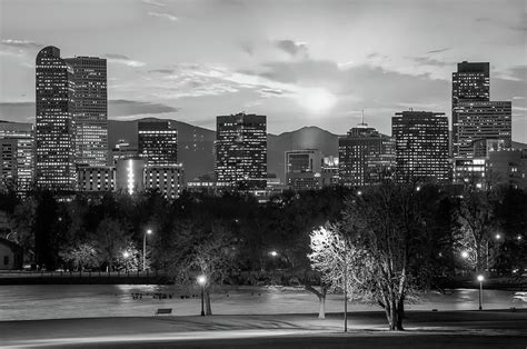 Black and White Denver Colorado Downtown Skyline Photograph by Gregory ...