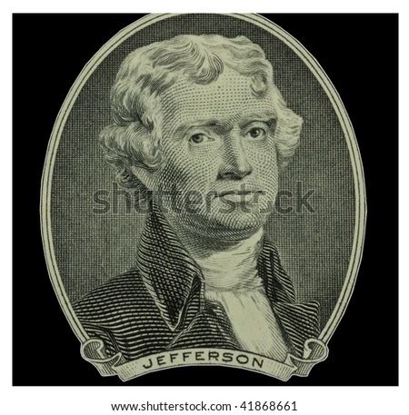 Thomas Jefferson Portrait From Two Dollar Bill Stock Photo 41868661 : Shutterstock