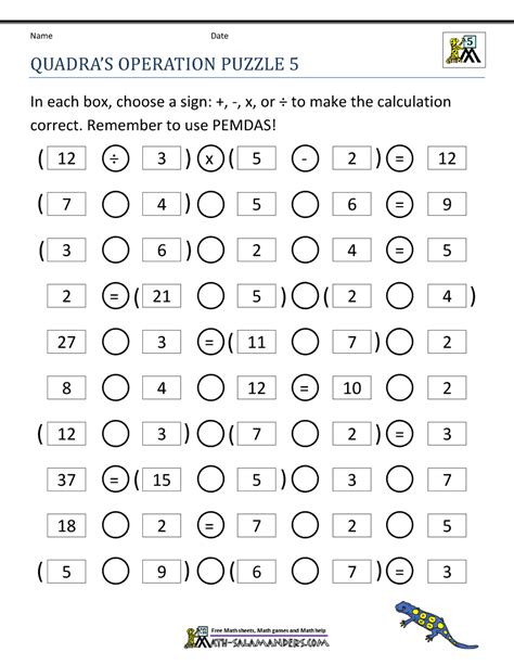 Printable Math Puzzles 5th Grade