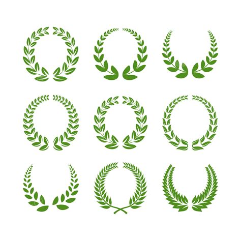 Set Of Hand Drawing Laurel Wreaths And Branches Logo Vector, Laurel Wreaths, Branches Logo, Icon ...