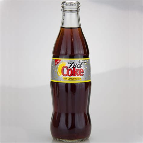 Coca Cola Diet Coke Lemon Label 330ml GLASS CROWN SEALED BOTTLE AUSTRALIAN