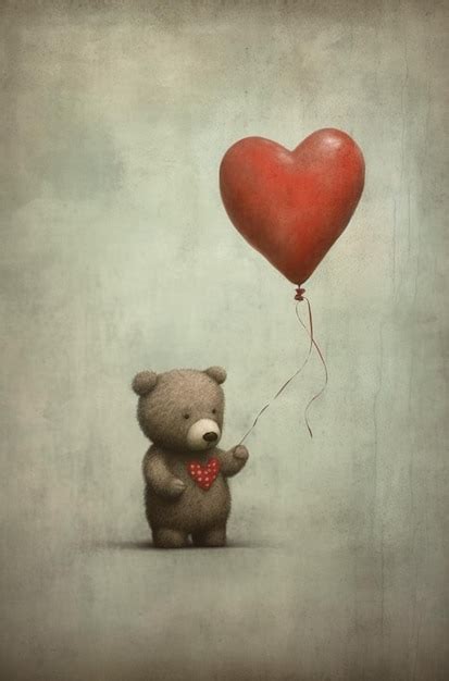 Premium AI Image | A teddy bear with a heart shaped balloon.