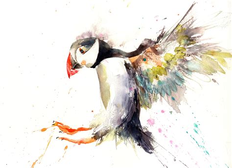 LIMITED EDITON PRINT of my original Flying PUFFIN