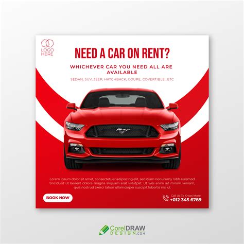 Download Abstract Red Car rental informational banner | CorelDraw ...