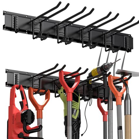 Buy Garage Tool Storage Rack, Garage Organizer Wall ed Storage System with 6 Hooks, Max 300 lbs ...