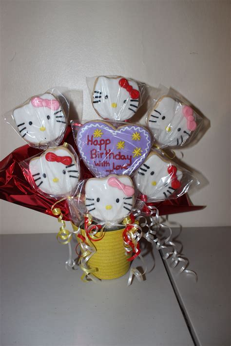 Small Hello kitty bouquet Edible Cookies, Cookie Bouquet, Nik, Special ...