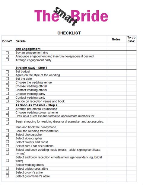 Wedding Checklist Excel – emmamcintyrephotography.com