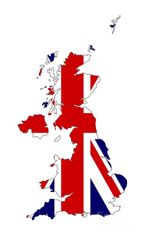 United Kingdom Map Silhouette and Flag Digital Art by Bigalbaloo Stock ...