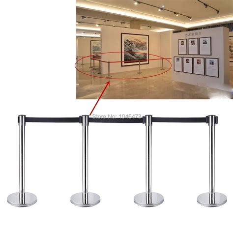 (Ship from EU) 4pcs Retractable Queue Line up Barriers Stanchions Way ...