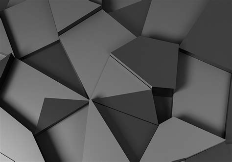 Grey geometrical 3d shapes mural wallpaper - TenStickers