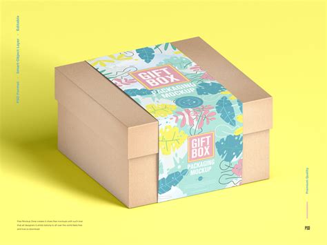 Free Craft Gift Box Packaging Mockup - Free Mockup ZoneFree Mockup Zone