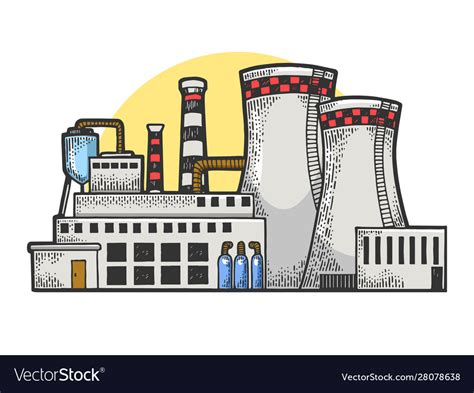 Nuclear power plant sketch Royalty Free Vector Image