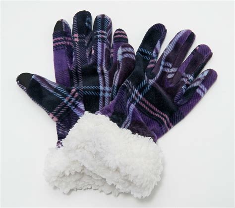 Cuddl Duds Double Plush Velour Gloves w/ Faux Sherpa Cuff - Walmart.com