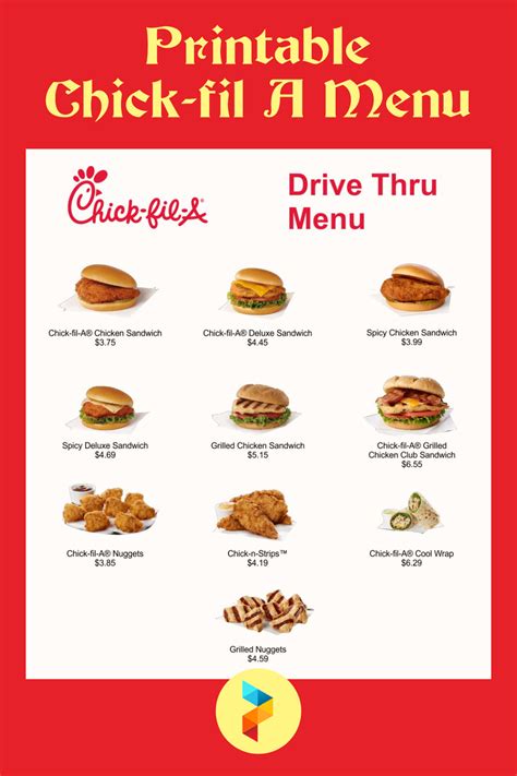 Printable Chick-fil A Menu - Free PDF Download