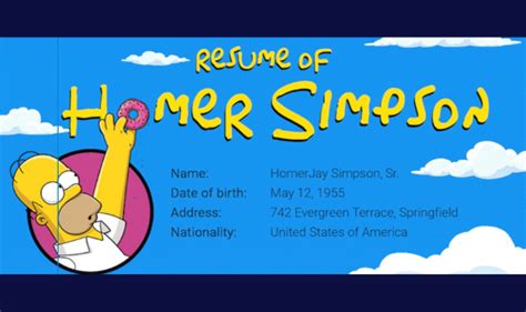 The Simpsons: Homer Simpson's Curious Resume #Infographic - Visualistan